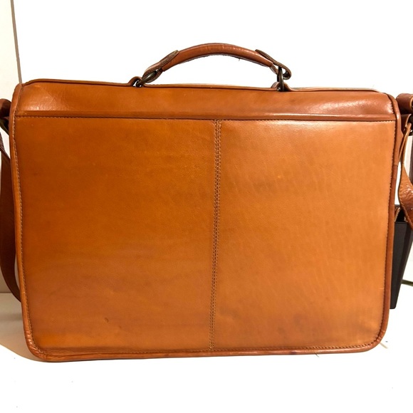 Vintage unisex Classic brown brief travel, messenger, work Leather Men's Bag - Picture 2 of 8